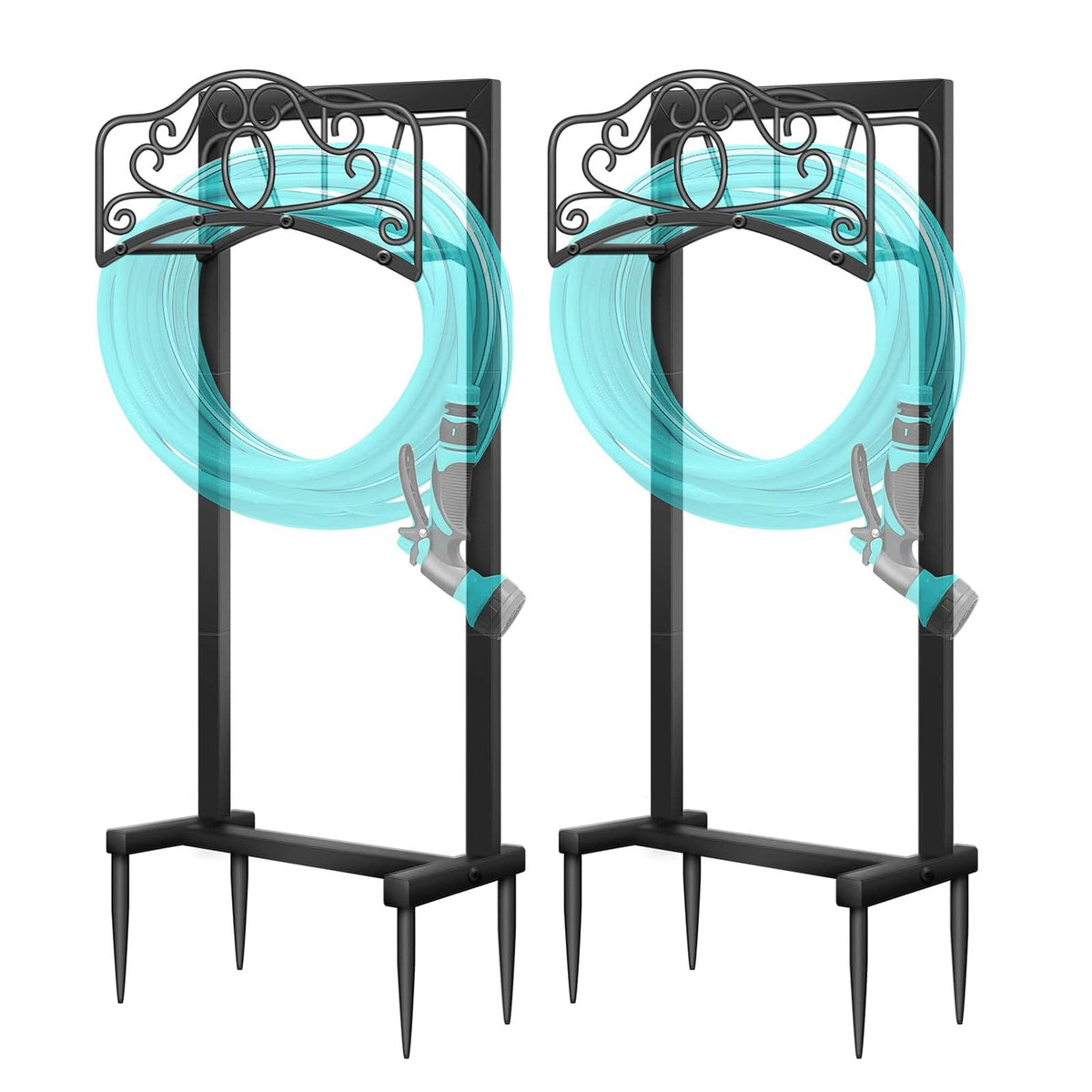Shomextol two-pack butterfly hose holder front view for sleek garden organization.