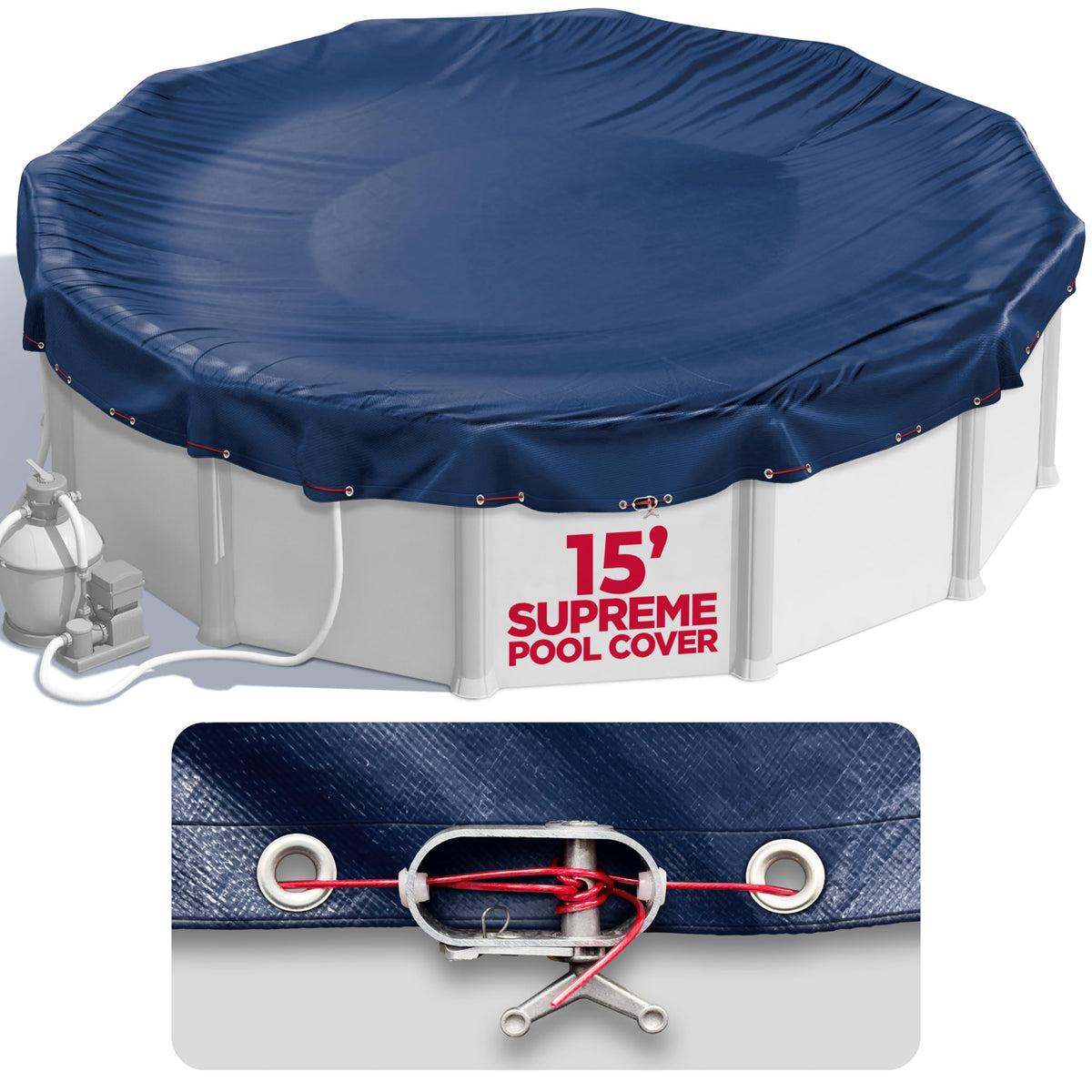 Shop Square 15ft round pool cover protects from debris with durable supreme mesh