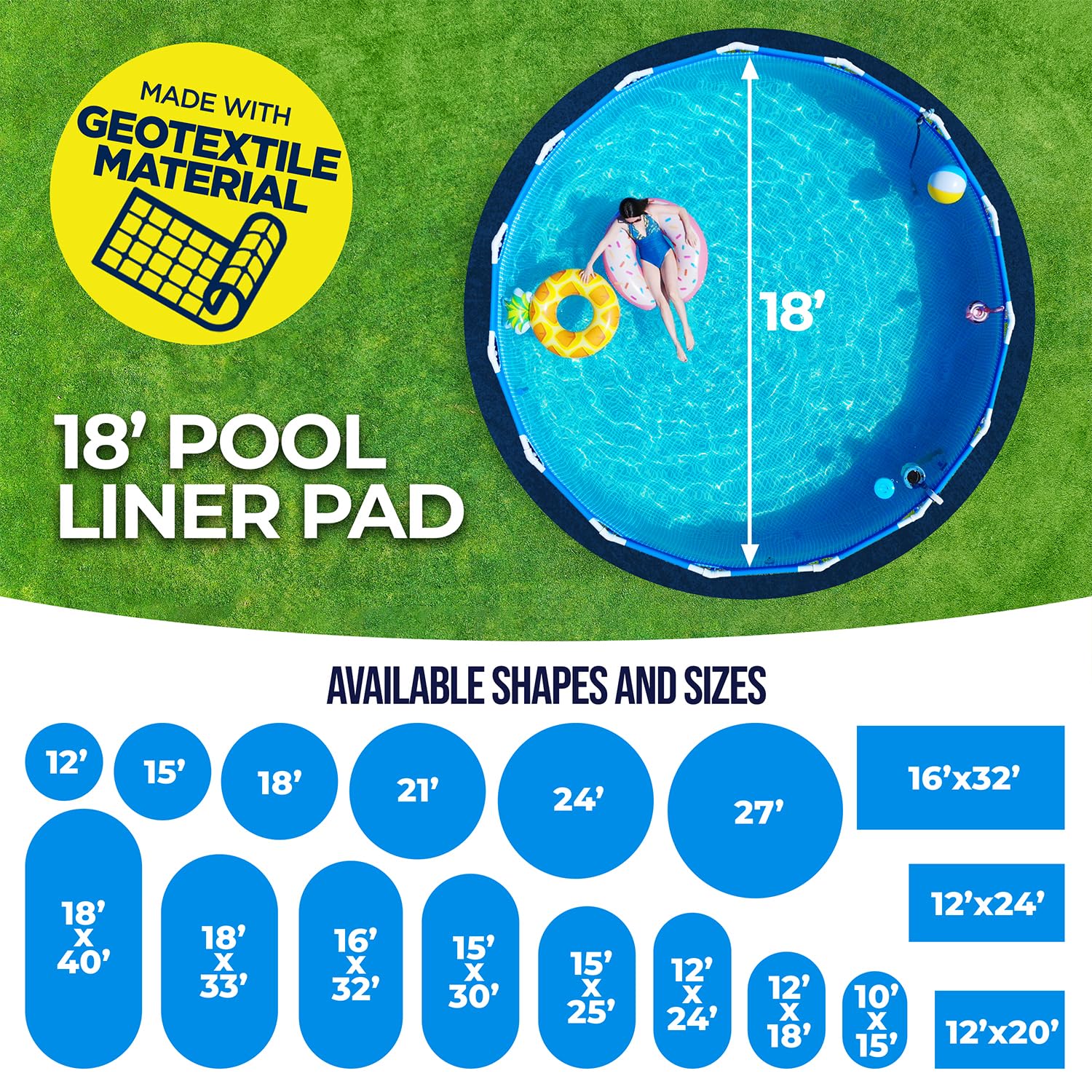 Shop Square 18-Foot Pool Liner Pad easily trimmed to fit various pool sizes.