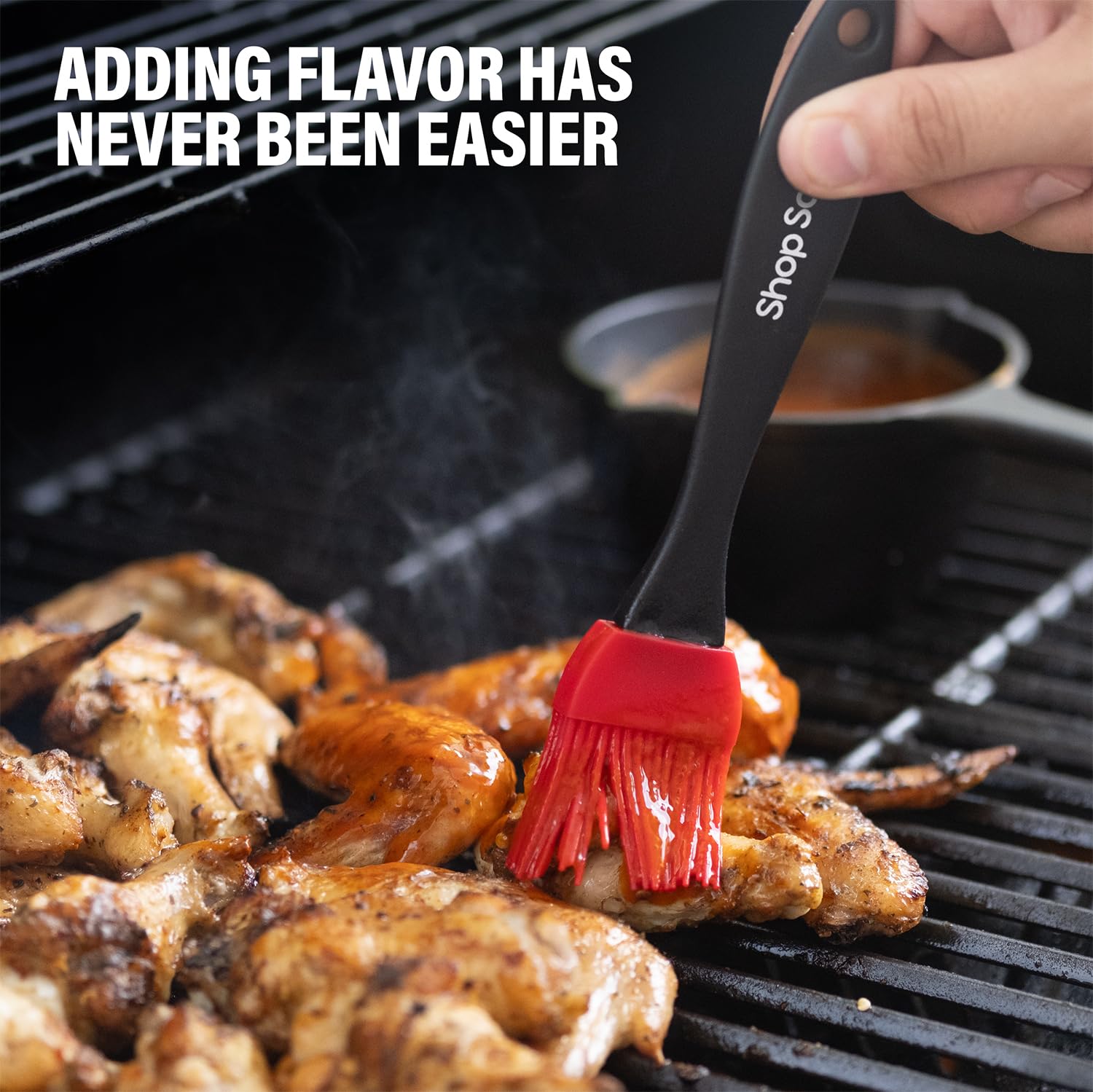 Shop Square 15 oz capacity ideal for basted sauces during grilling.