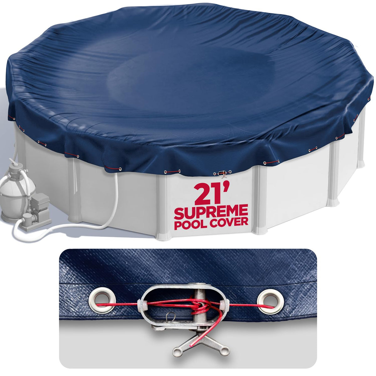 Shop Square 21ft round pool cover in supreme mesh provides durable debris protection.
