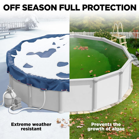 Shop Square 21ft pool cover blocks UV rays for year-round protection.
