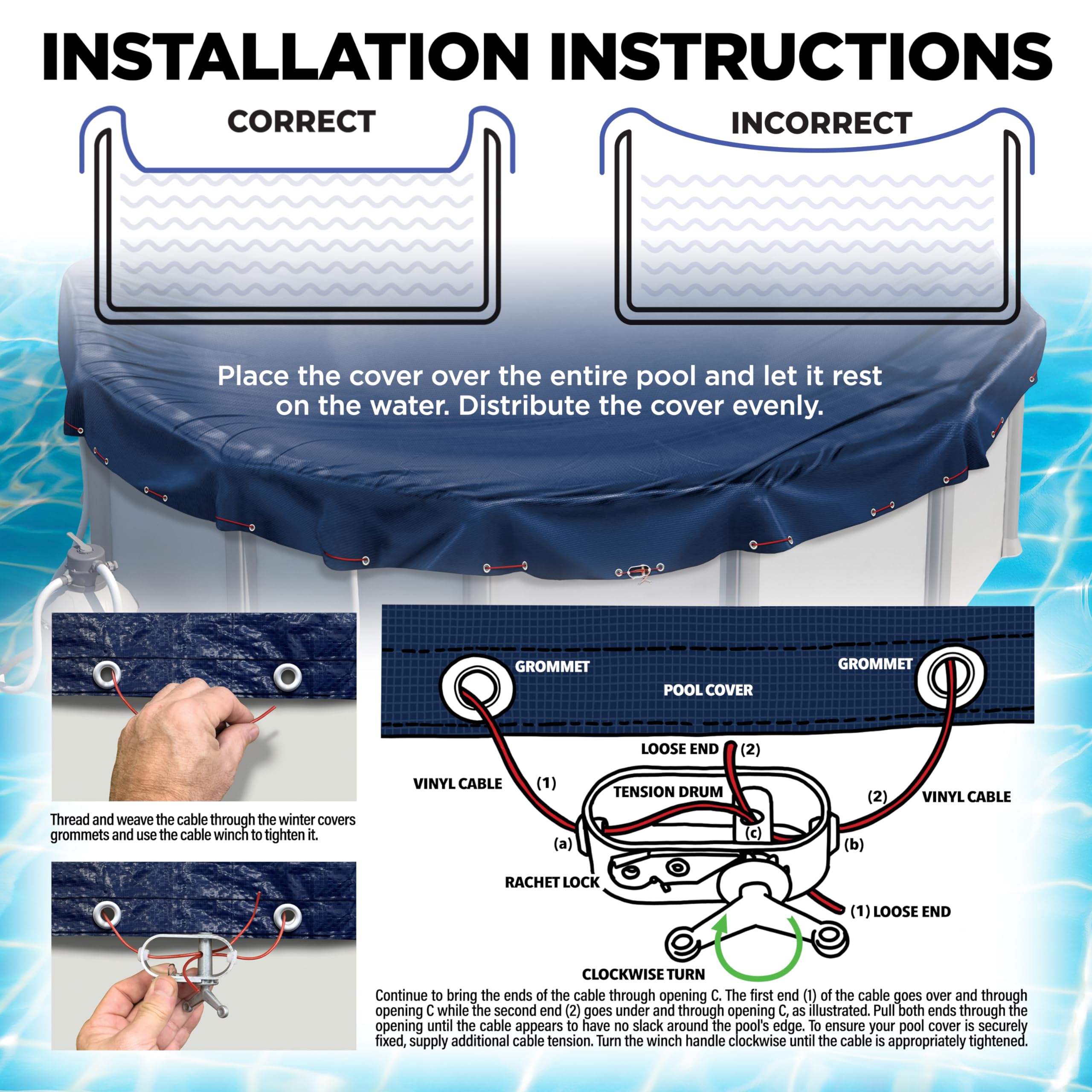 Shop Square 21ft round pool cover offers winter protection against snow and cold.