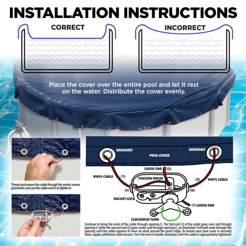Shop Square 21ft round pool cover offers winter protection against snow and cold.