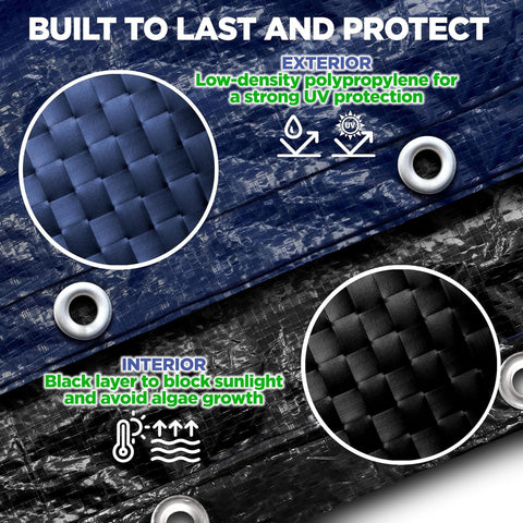 Shop Square 24ft round pool cover in winter scene shields snow and debris.
