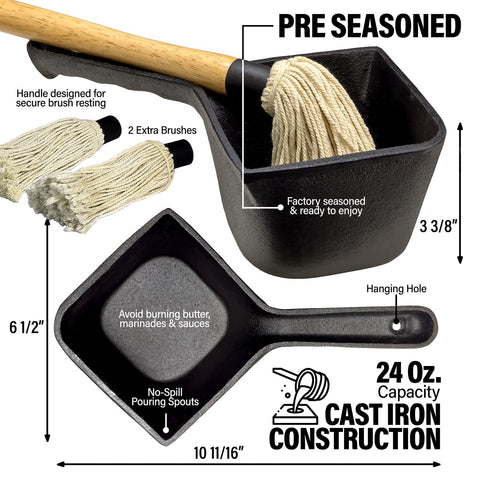 Shop Square BBQ mop brush 18-inch extended reach for thorough grilling.