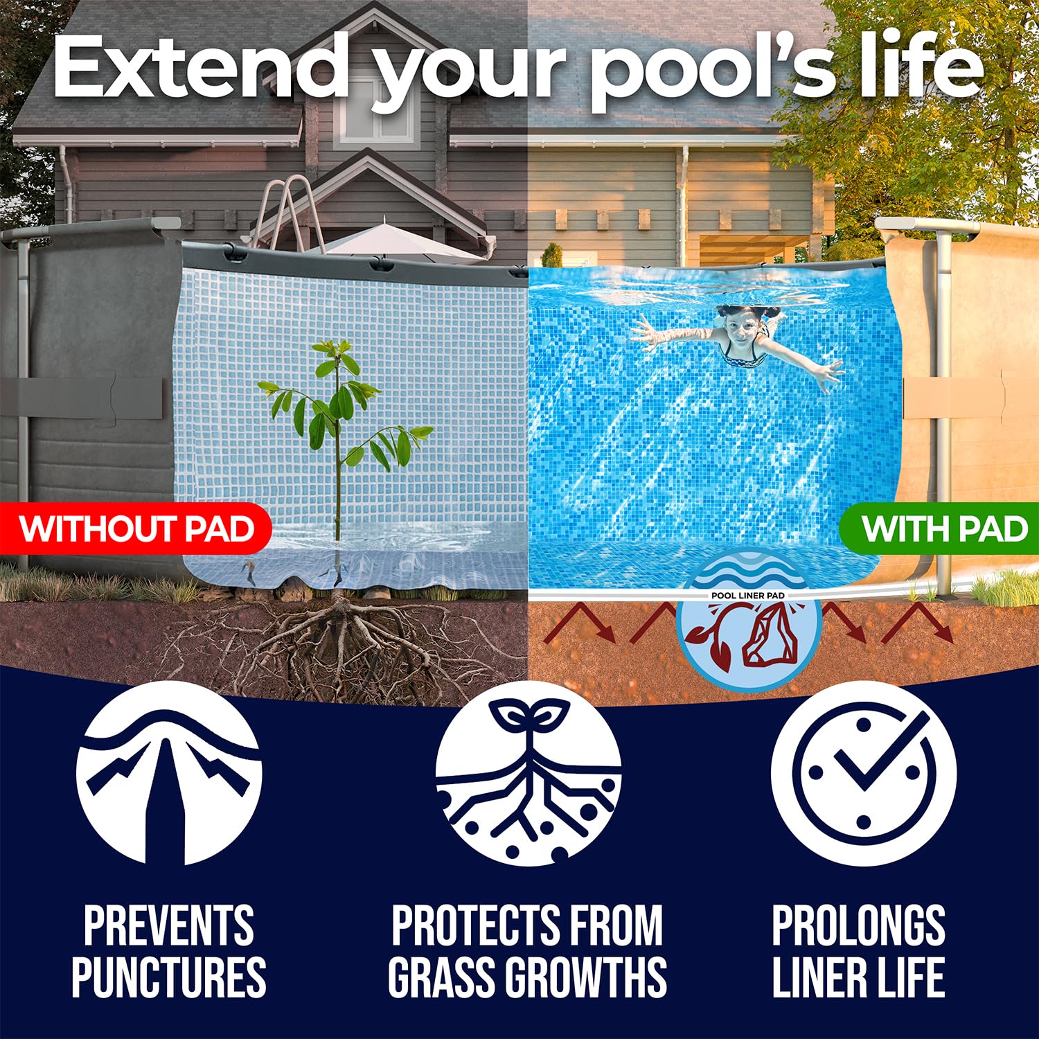 Shop Square geotextile pool pad durability guards liner from wear