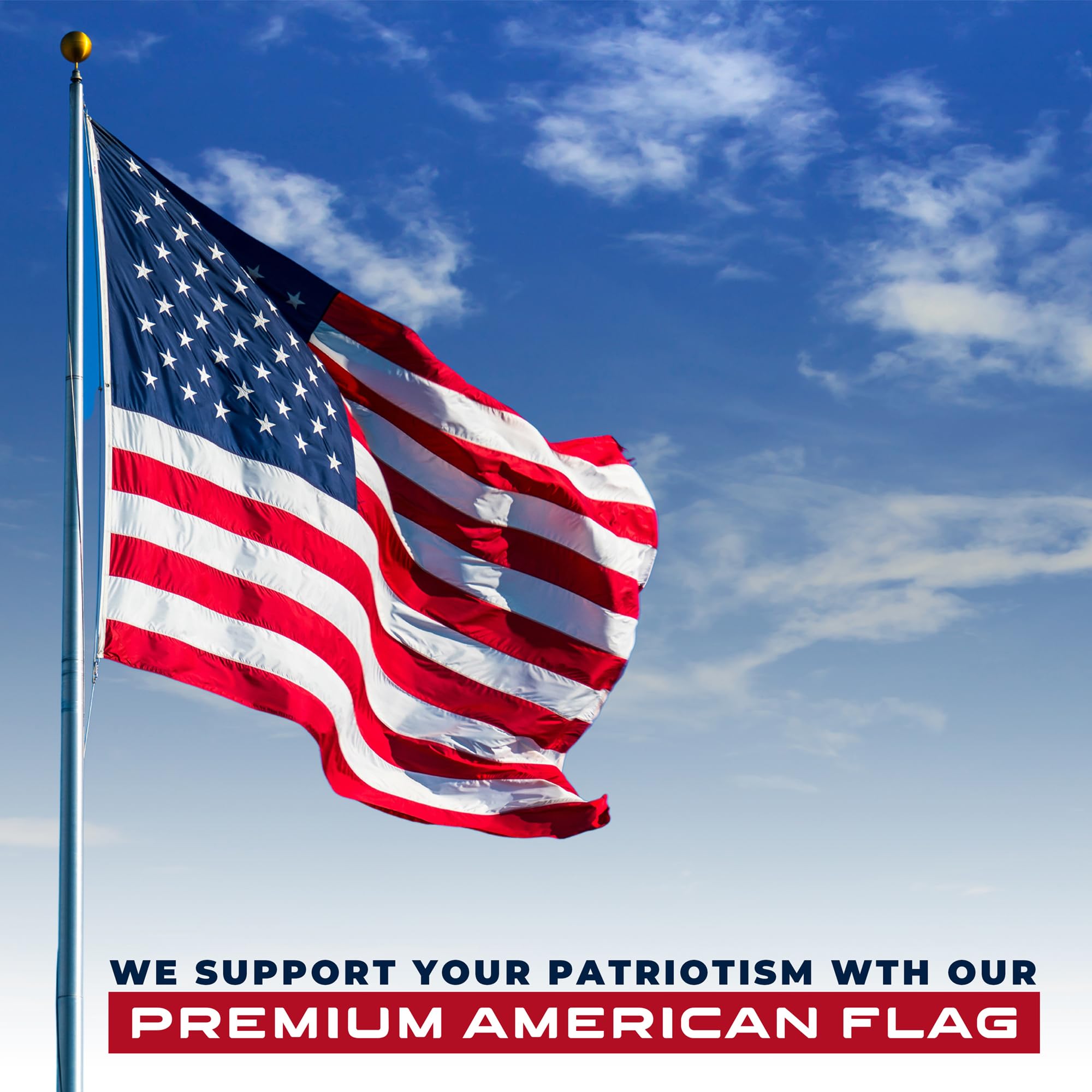 Shop72 3x5 flag with four-row stitching on wind side