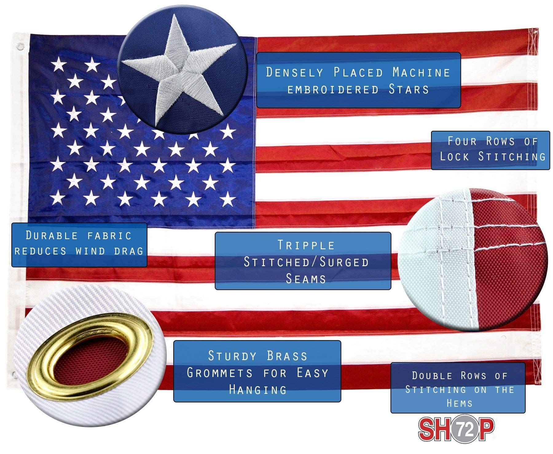 Shop72 nylon flag with UV protection to reduce fading