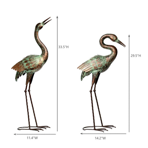Shorayn crane statue close-up shows gradient patina finish and craftsmanship