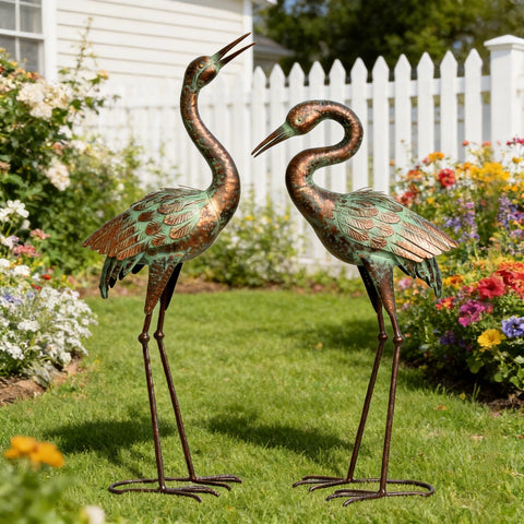 Shorayn weatherproof crane statue resists rain for year round display