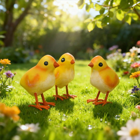 Shorayn outdoor chicken statues bring life to paths or patios.