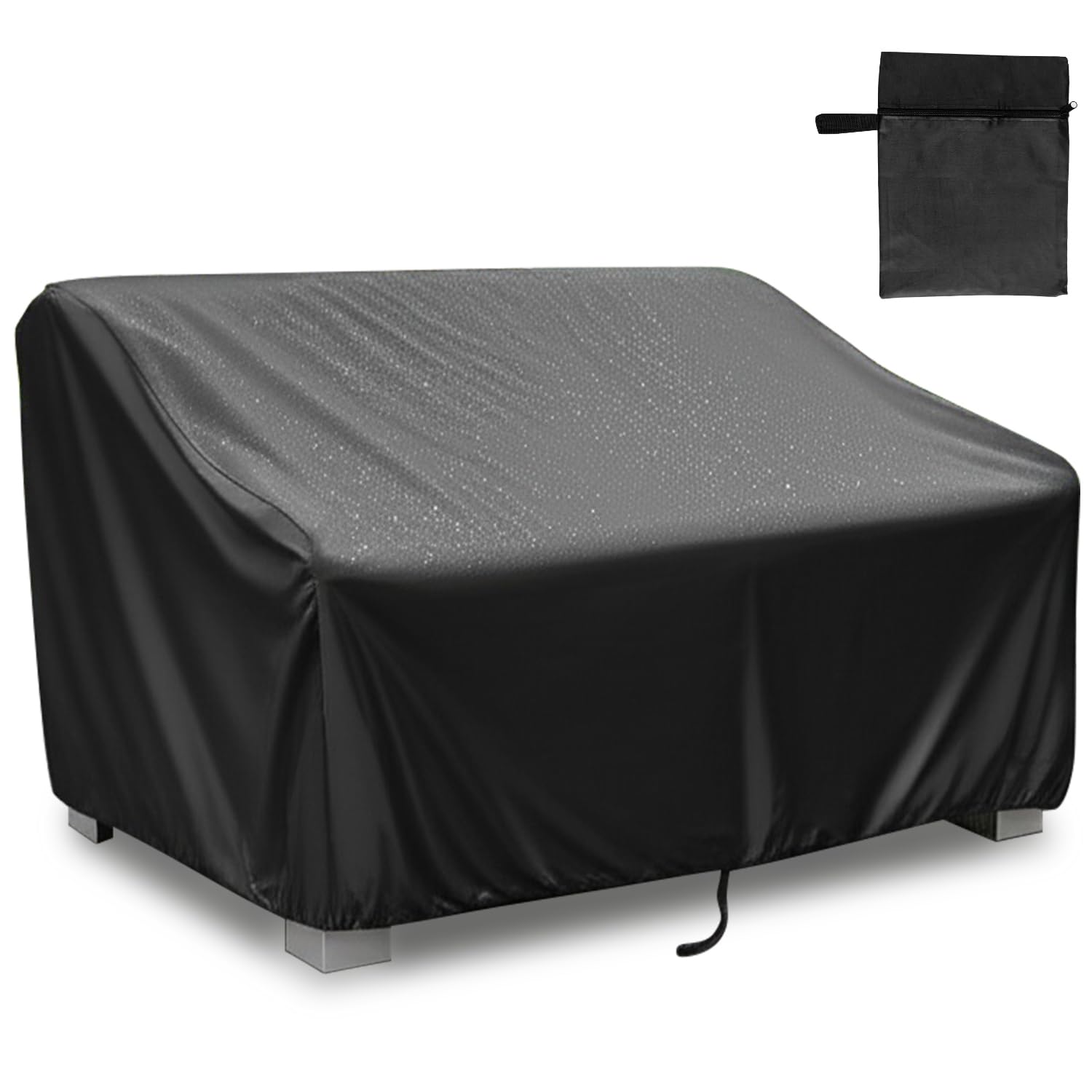 Shouken two-seater patio bench cover protecting furniture from sun and rain