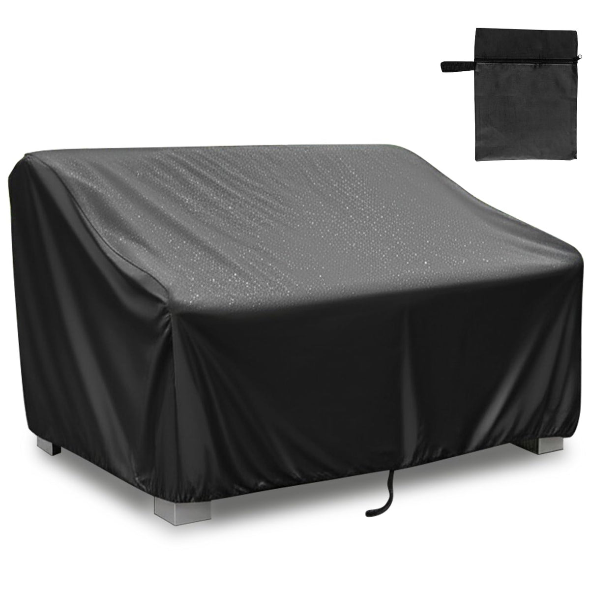 Shouken two-seater patio bench cover protecting furniture from sun and rain