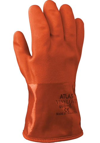 SHOWA Atlas 460 glove front view showing full PVC coating for chemical resistance.
