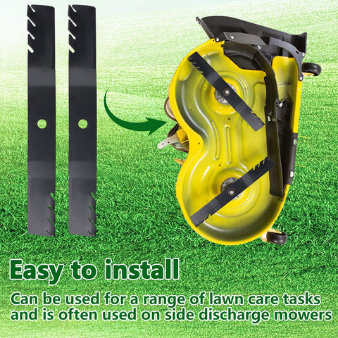 Heat-treated steel construction provides lasting durability under heavy mowing.