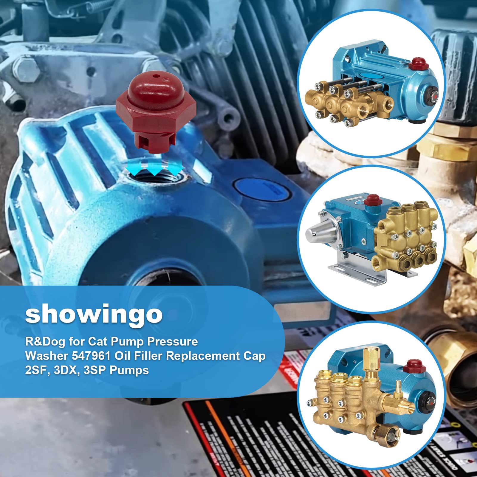 Showingo oil fill cap with O-ring seal highlights leak-free performance