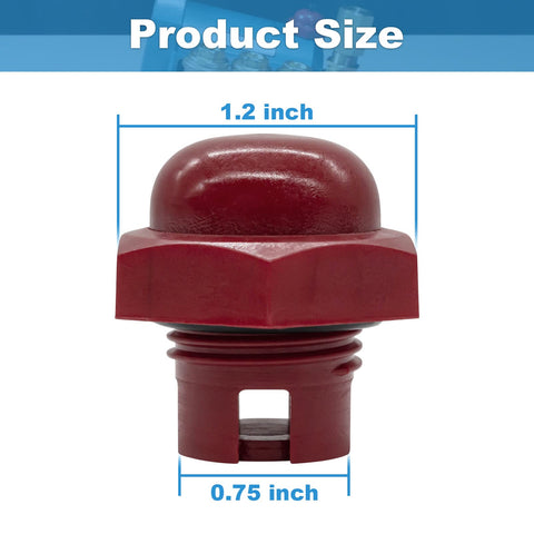 Showingo red oil fill cap top view ensuring tight seal during operation