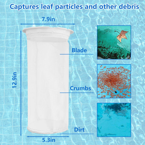 Showingo Paramount skimmer replacement bag fits in-deck debris baskets.
