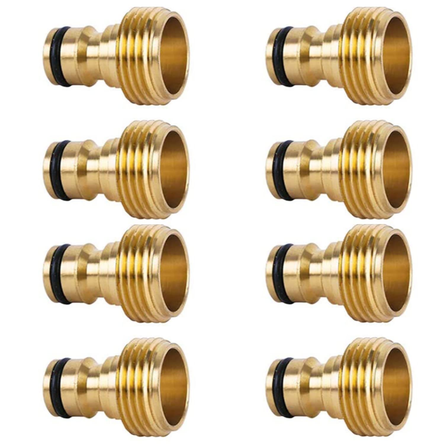 ShowNew garden hose quick connector 8-pack front view with durable brass construction.