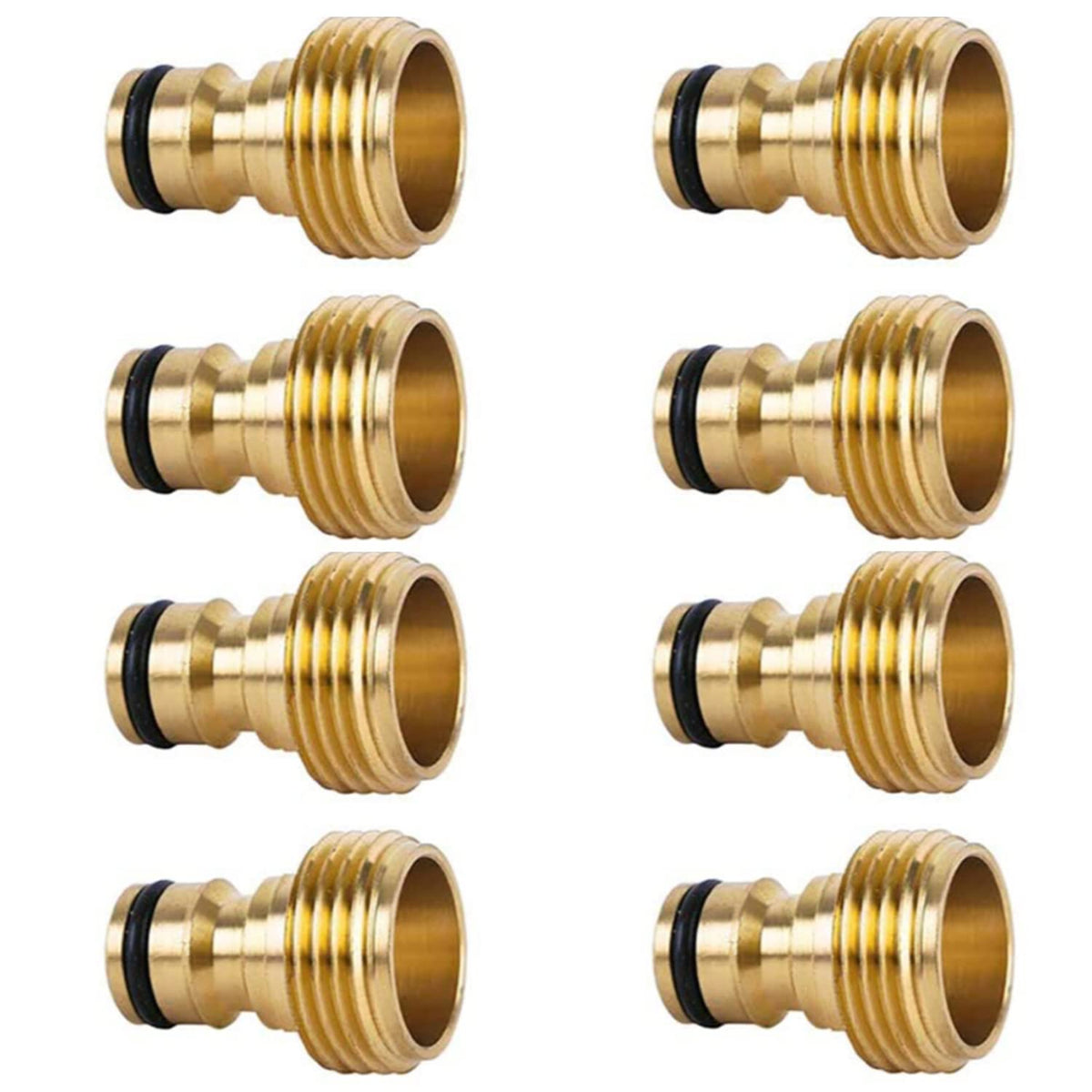 ShowNew garden hose quick connector 8-pack front view with durable brass construction.
