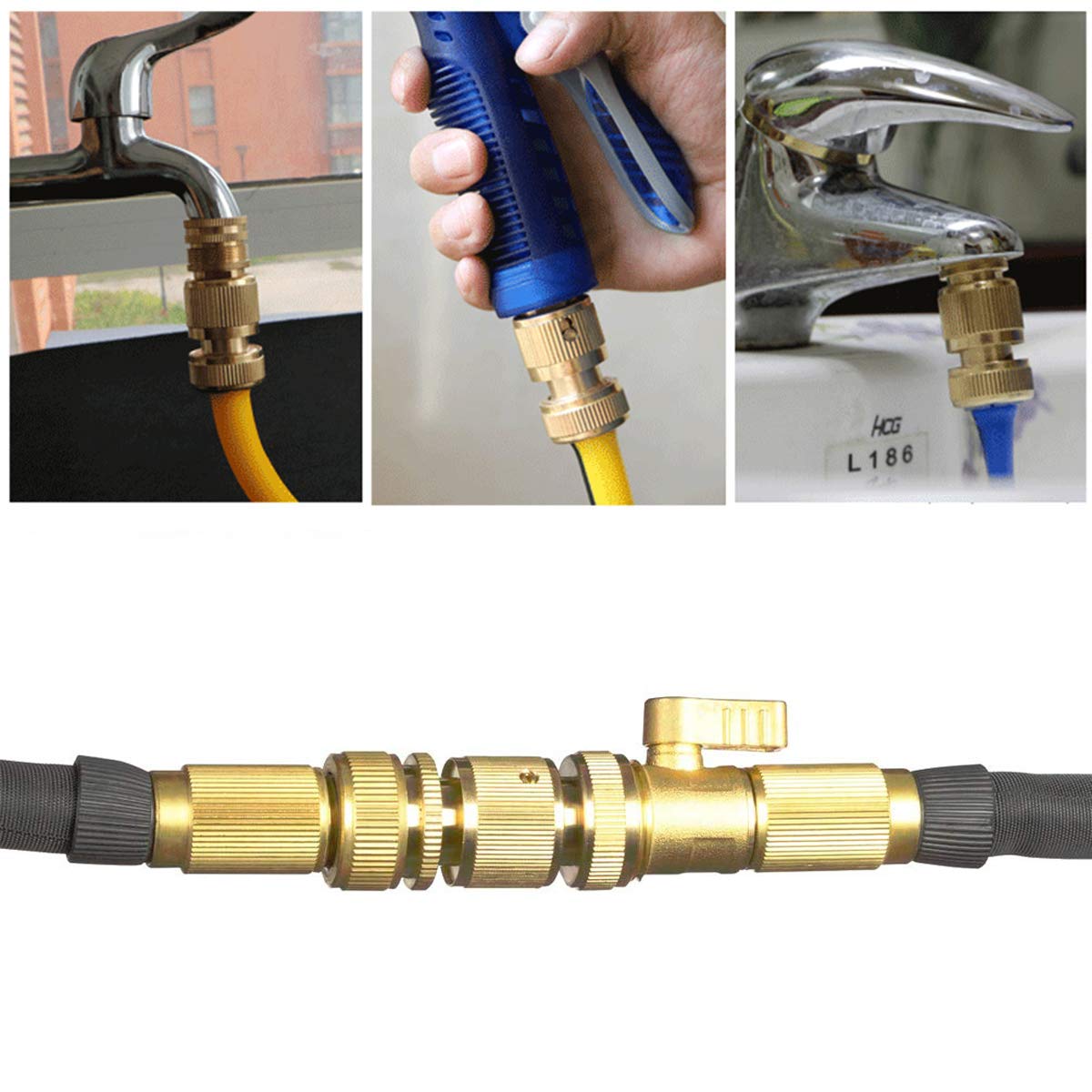 SHOWNEW brass male quick-connect close-up highlighting precise threading