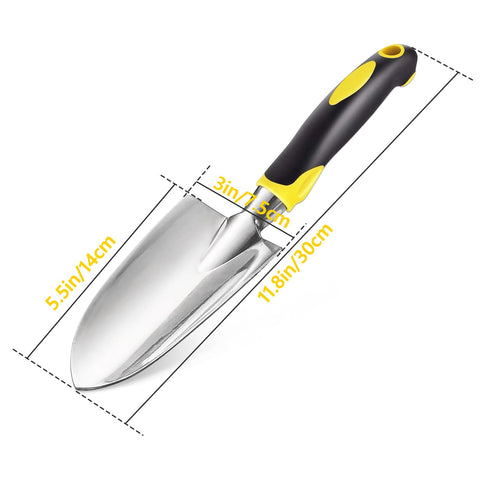 Showvigor garden trowel with soft rubber handle, comfortable grip for longer gardening sessions.
