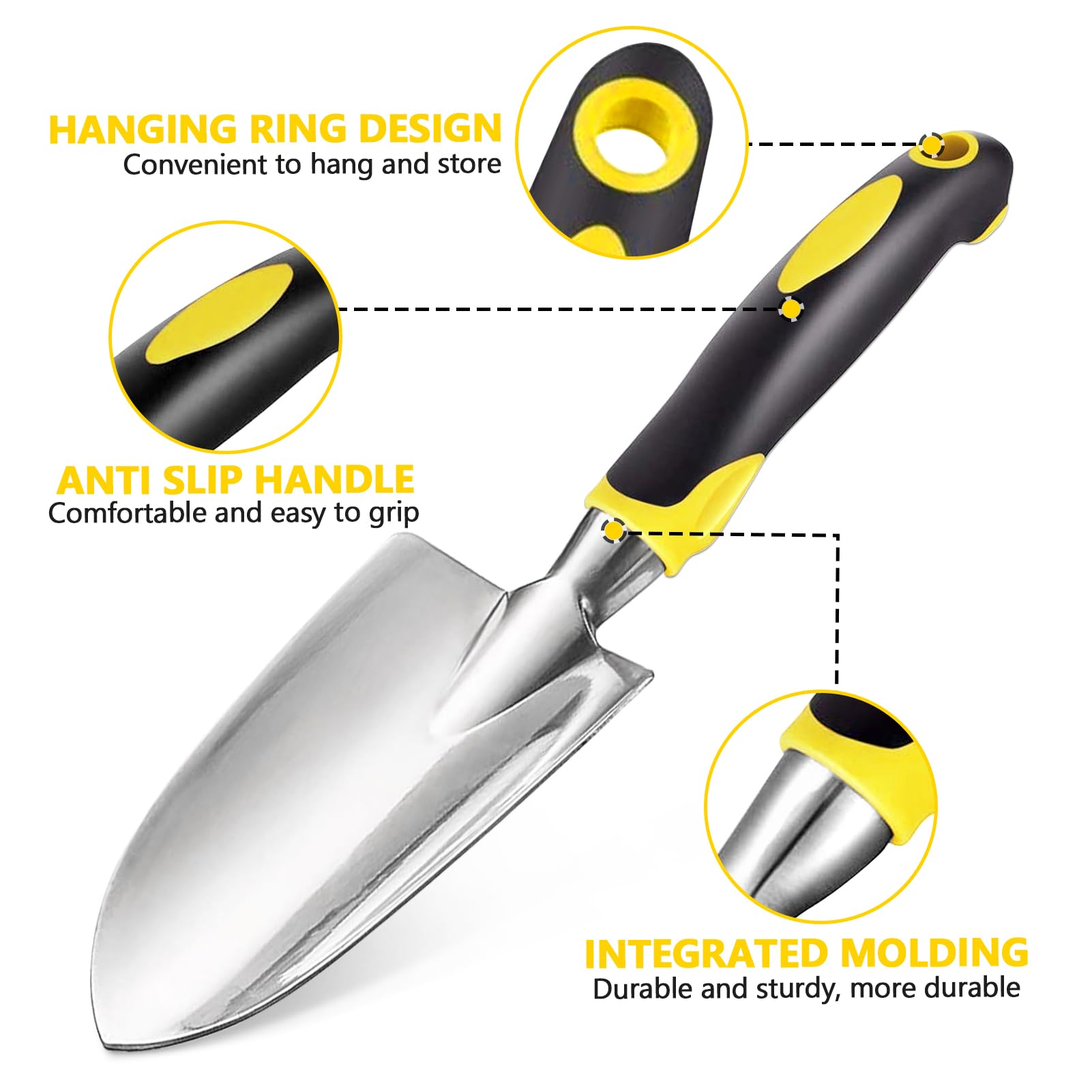 Showvigor hand shovel in action for digging and transplanting in tight spaces.