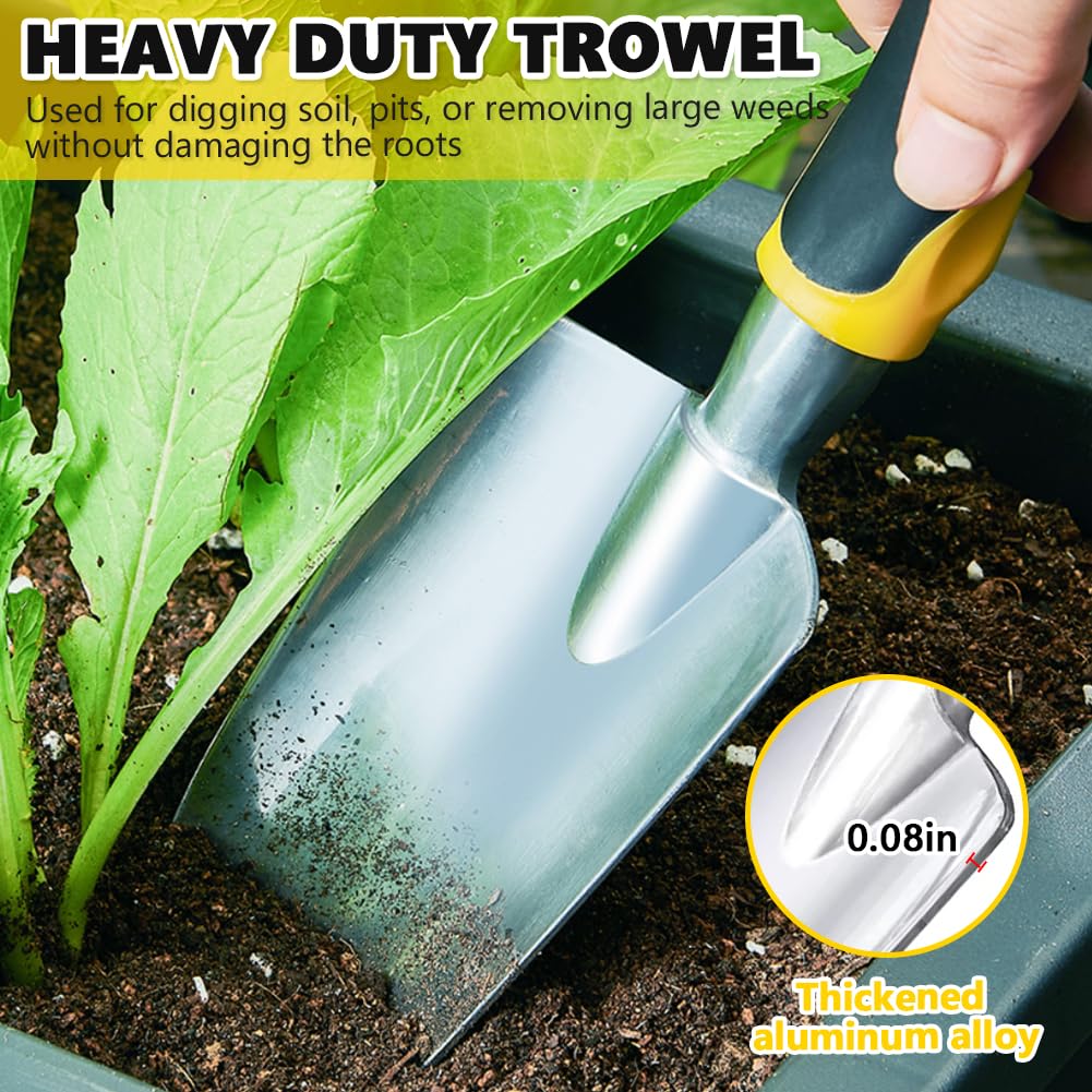 Showvigor trowel pointed tip shows easy soil penetration for precise weeding.