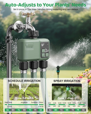 Shrivee timer water flow image demonstrates precise, adjustable irrigation.