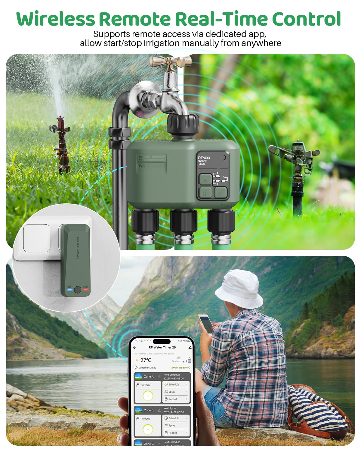 Shrivee smart sprinkler timer app control for remote watering from your phone.