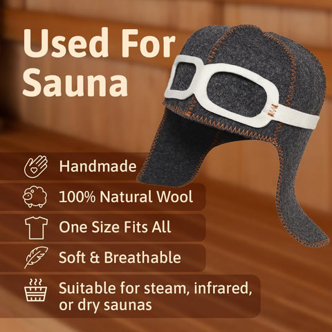 SHSH Pilot sauna hat side view highlights snug fit for hair protection