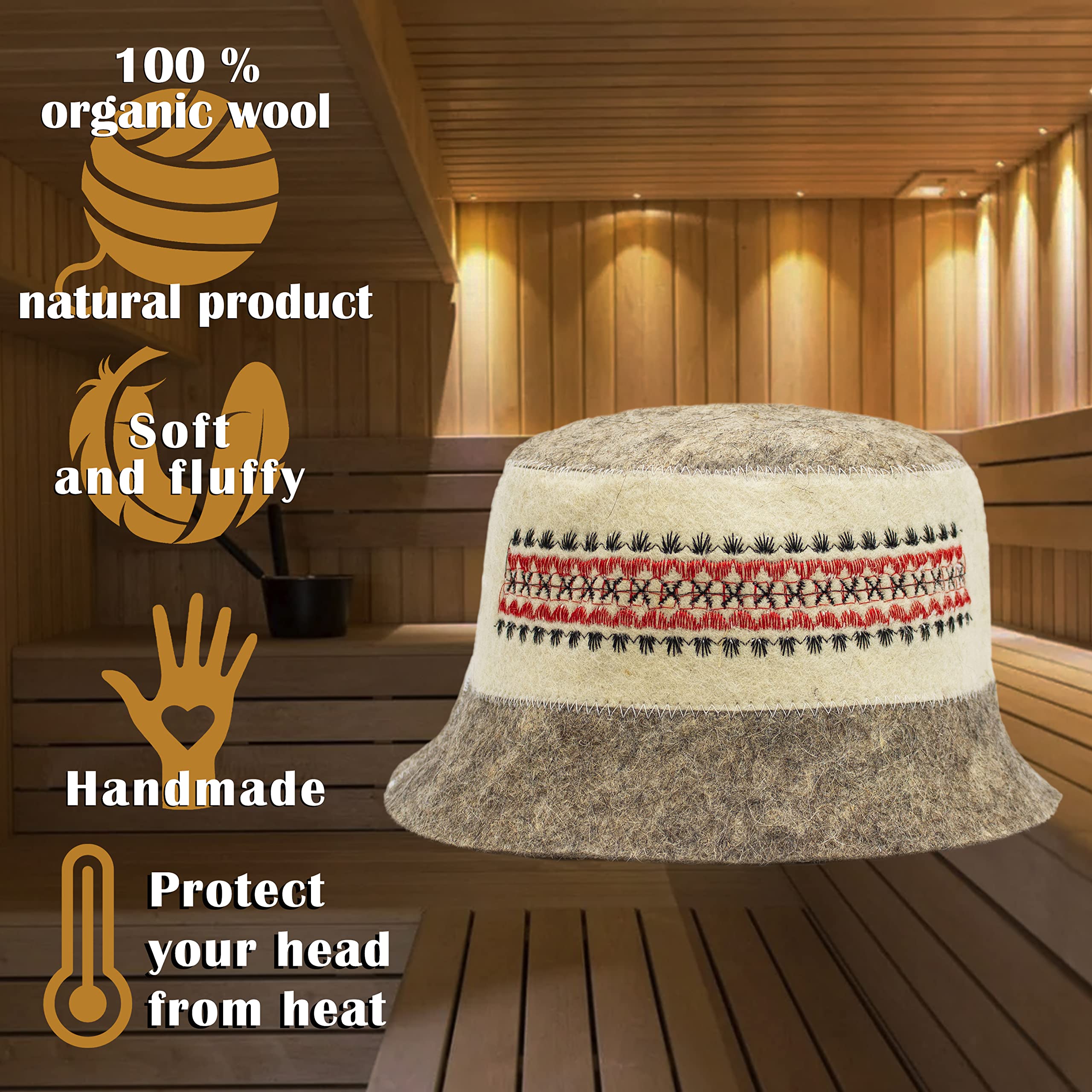 SHSH sauna hat men size features comfortable fit for banya sessions.