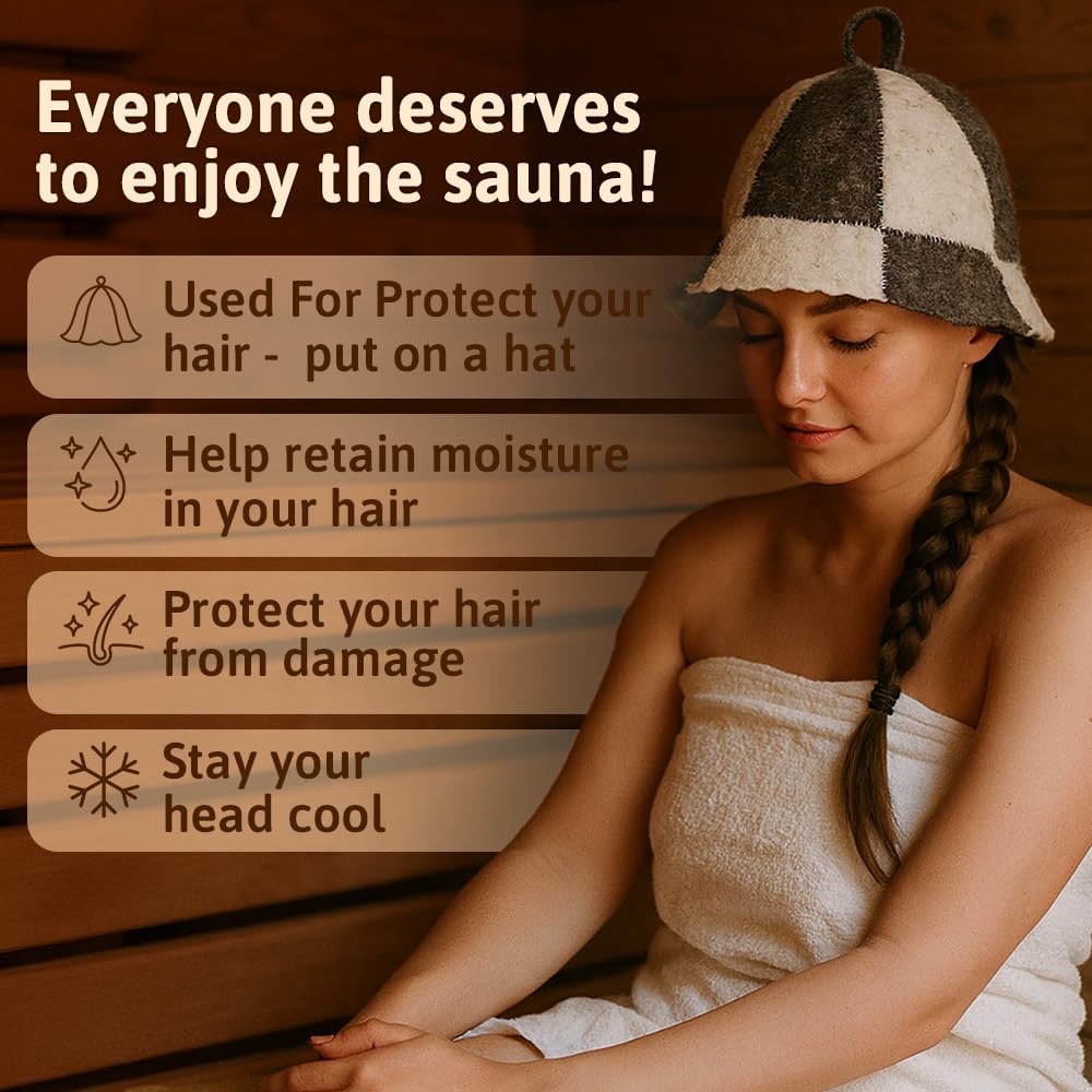 SHSH Trade Group image demonstrating hair protection during sauna use