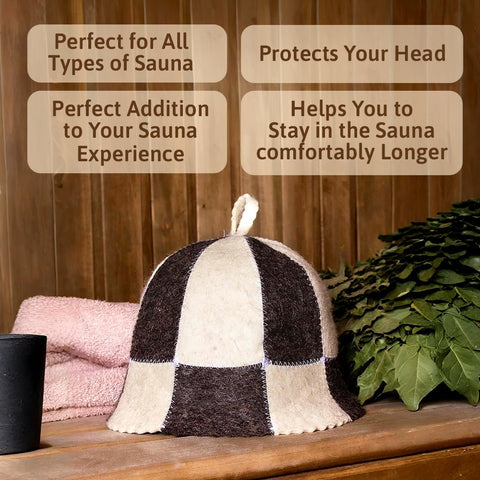 SHSH Trade Group one-size-fits-all sauna hat on model