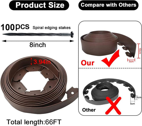 Shsyue edging with spiral nylon stakes provides durable, rust-free support.