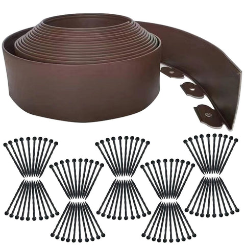 Shsyue flexible garden edging in brown, 66ft long, forms neat borders.
