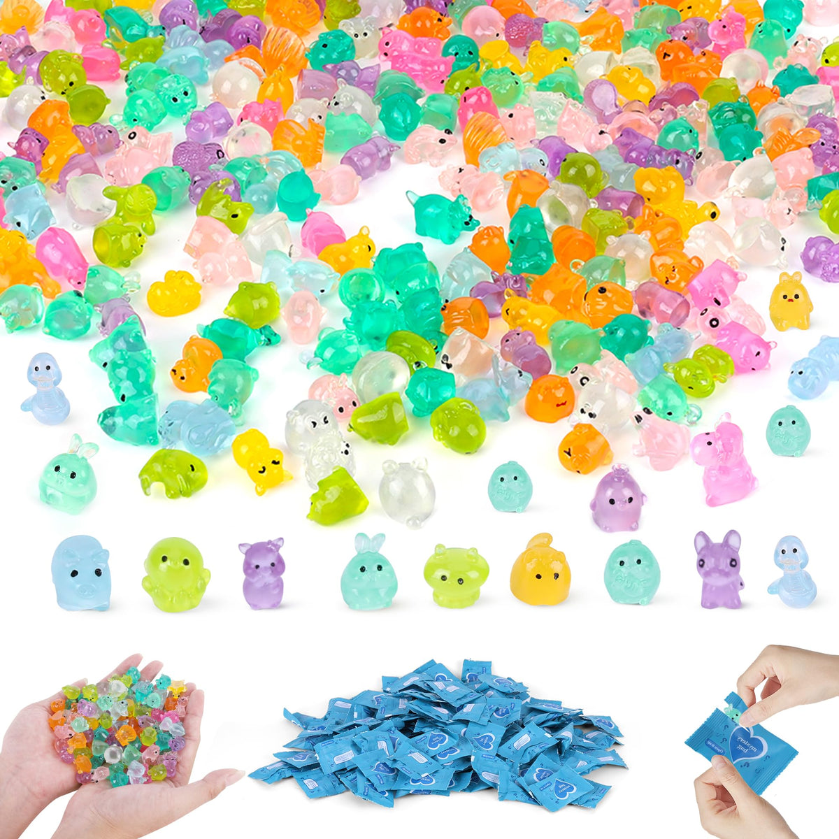 ShtNeeg 70-piece mini resin animals for fairy gardens and dollhouses.