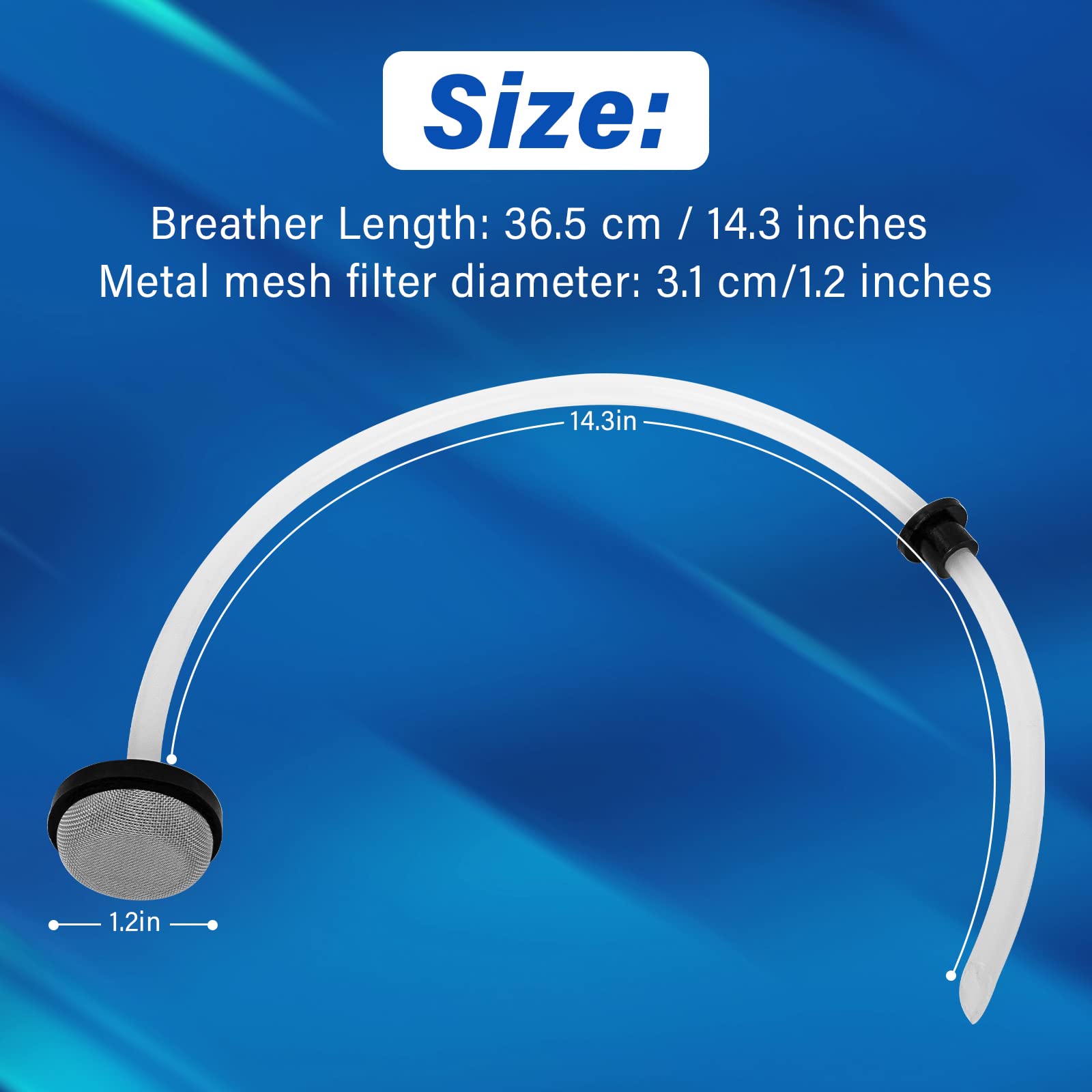 Shuisen breather tube for DEV and DEL pool filters ensures system priming.