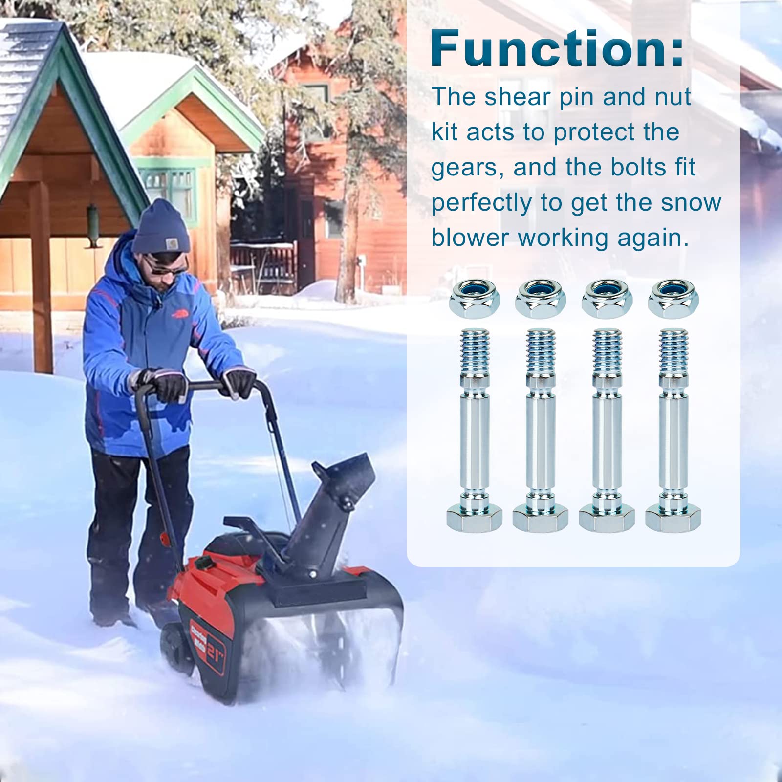 Shuisen snowblower shear pins 4-pack durability tested for long-lasting performance.