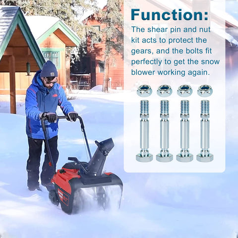Shuisen snowblower shear pins 4-pack durability tested for long-lasting performance.
