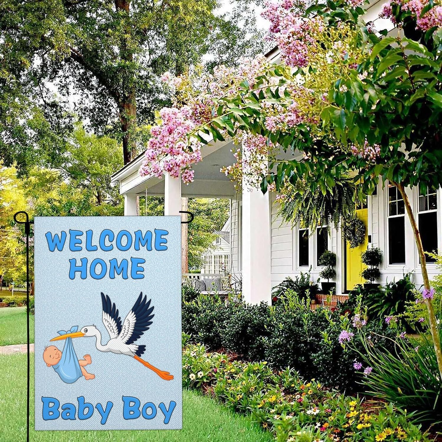 Shuitouk baby shower garden flag 18x12 inches bright and durable for outdoors.