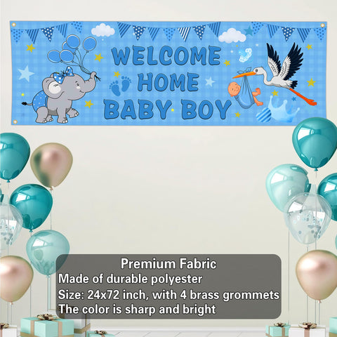 Shuitouk blue elephant baby shower banner for eye-catching celebrations