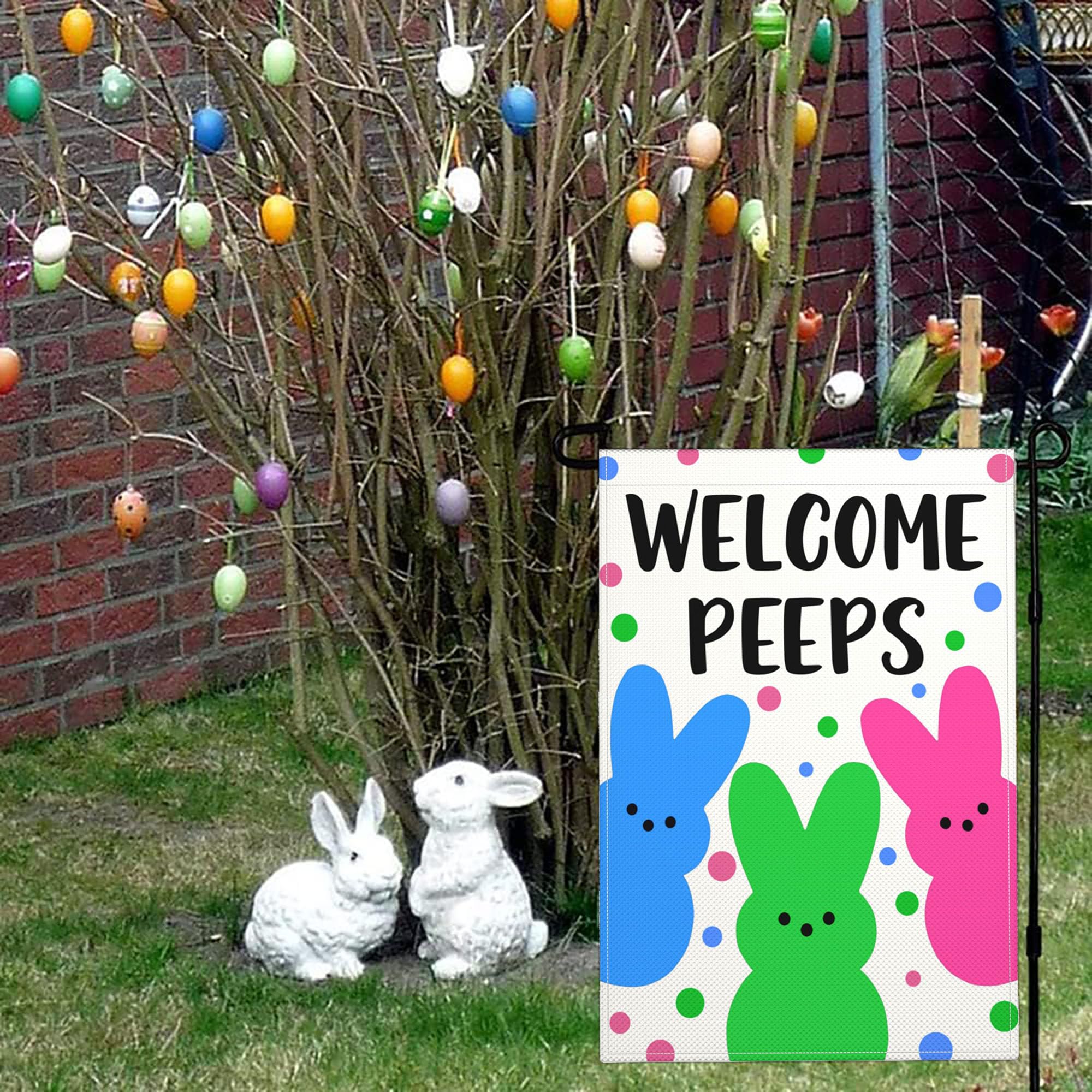Shuitouk double-sided print Easter flag, readable from both sides for versatile display.