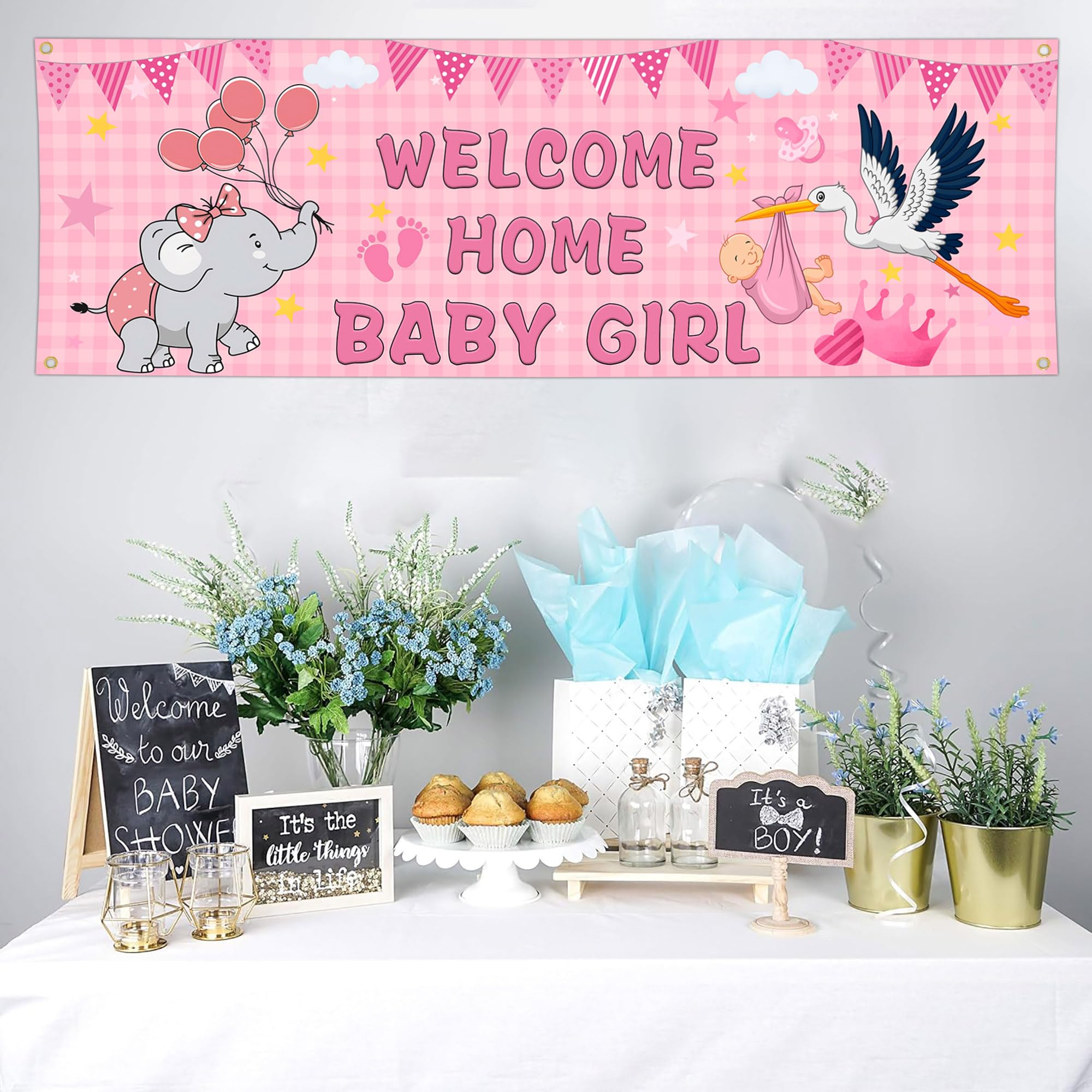 Shuitouk its a girl banner for outdoor baby shower celebrations.