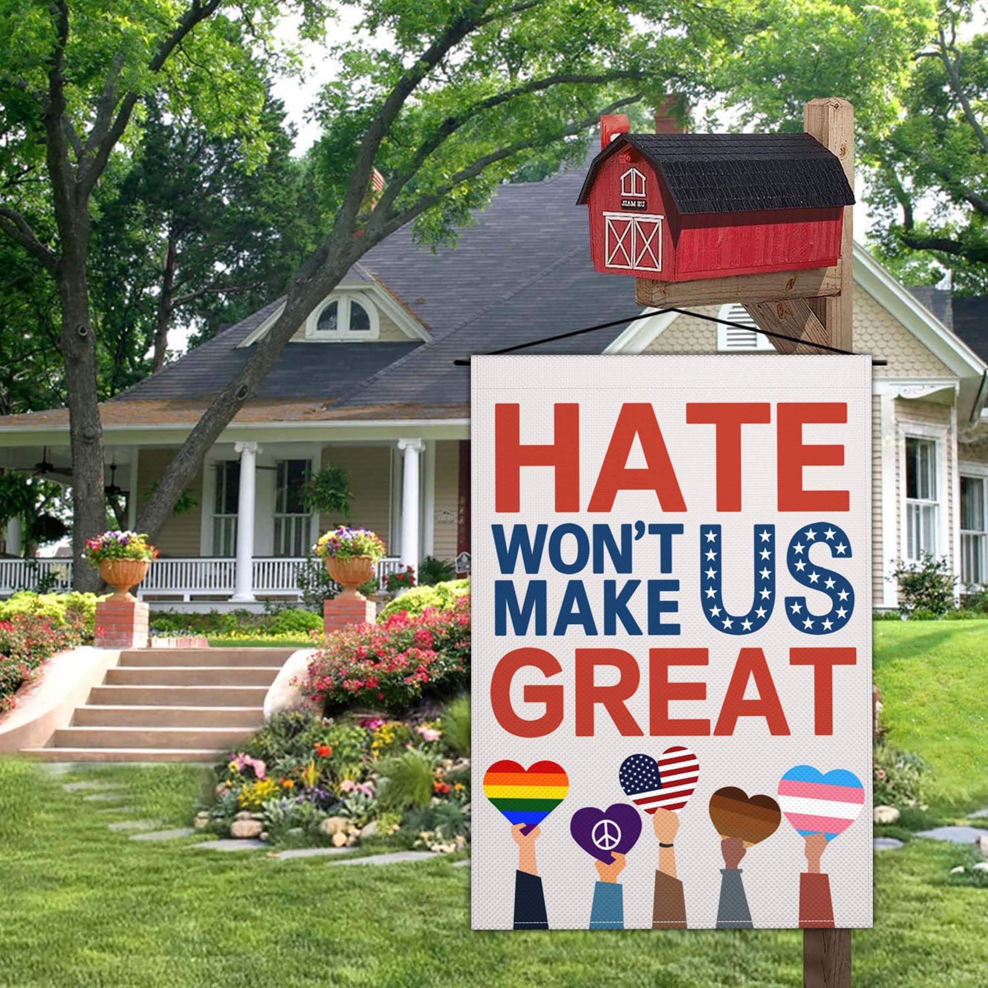 Shuitouk patio lawn flag for outdoor decoration resists fading with 3-ply material