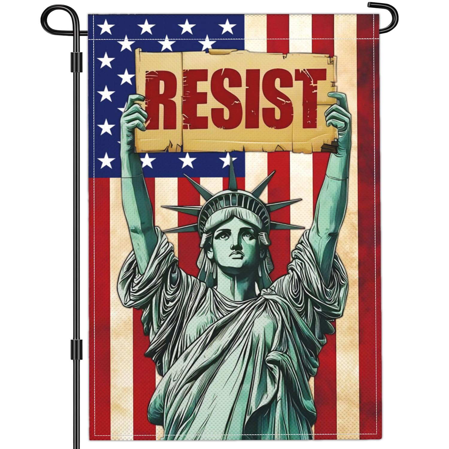 Shuitouk Statue of Liberty Pride flag front view with vibrant colors for outdoor use.