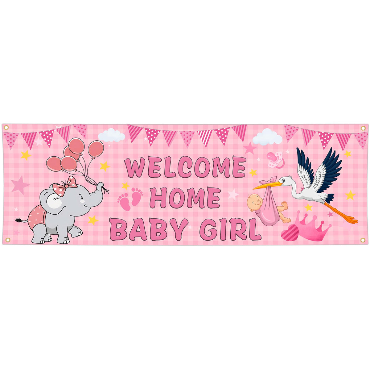 Shuitouk welcome home baby girl banner outdoors for a festive welcome.