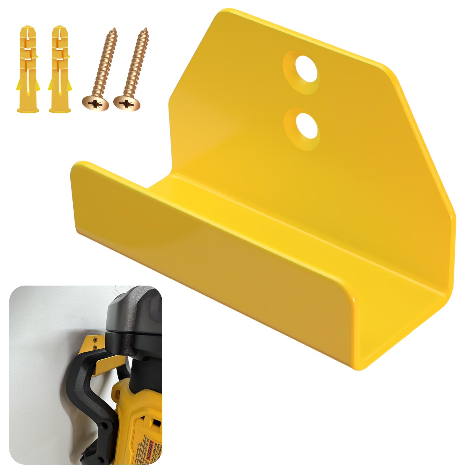 SHUJUKU DEWALT 20V leaf blower hanger front view demonstrates secure wall mounting.