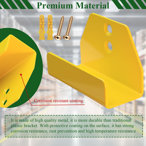 SHUJUKU yellow bracket adds bright, organized touch to garage storage.